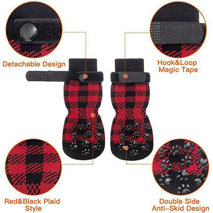 4pcs Anti-Slip Pet Dog Cat Socks with Adjustable Straps for Pets Paw Protector - Annie Paw WearShoes &Boots &SocksAnniePaw Wear