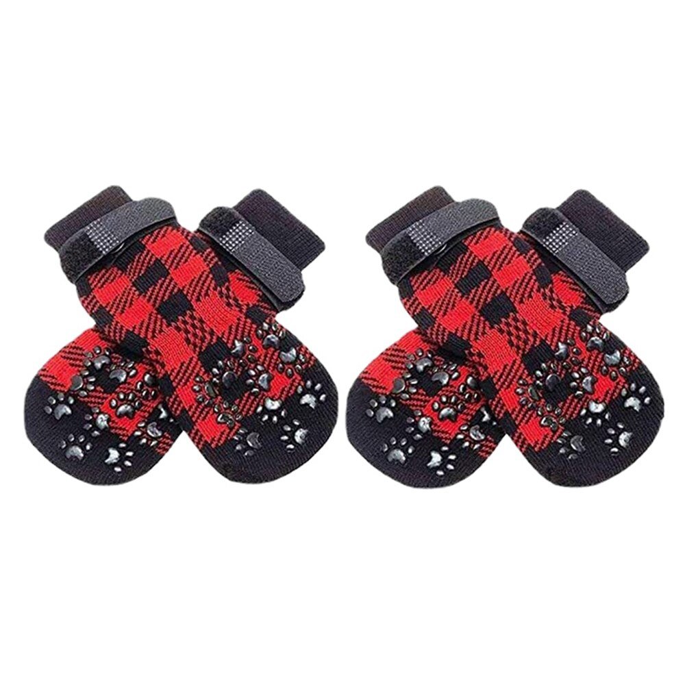 4pcs Anti-Slip Pet Dog Cat Socks with Adjustable Straps for Pets Paw Protector - Annie Paw WearShoes &Boots &SocksAnniePaw Wear