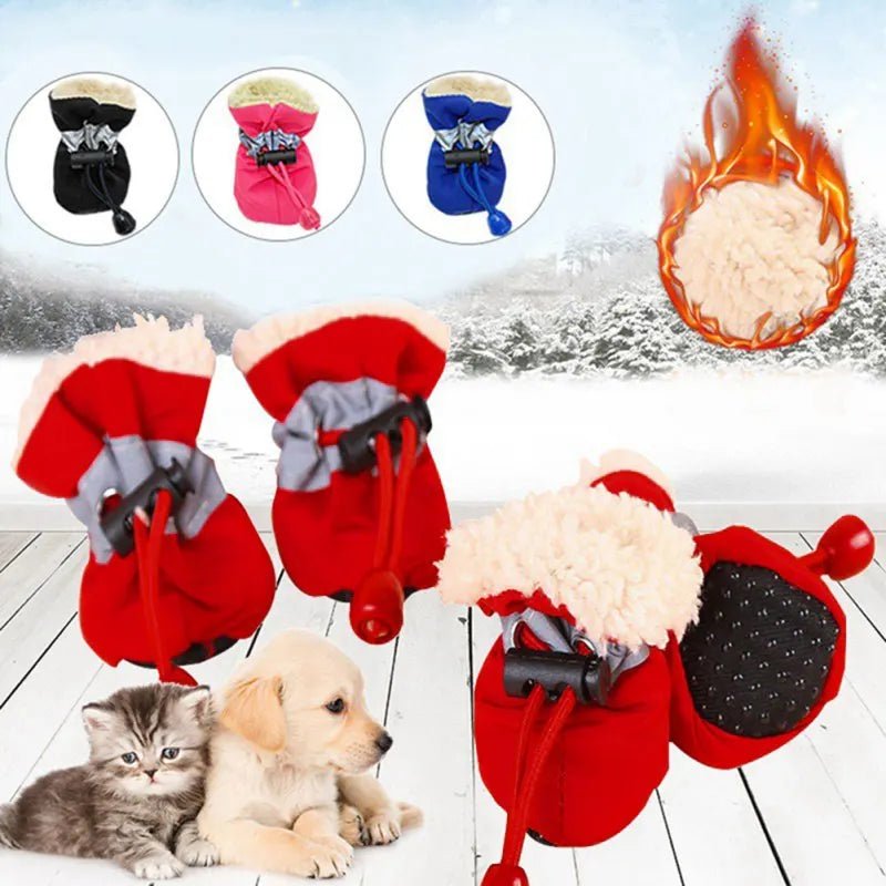 4pcs Antiskid Puppy Shoes Pet Protection Soft-soled Pet Dog Shoes Winter Prewalkers Soft Supplies Pet Paw Care - Annie Paw WearShoes &Boots &SocksAnnie Paw Wear