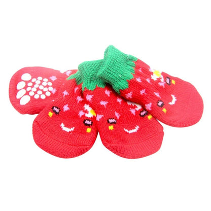 4Pcs Christmas Winter Pet Dog Socks Anti-Slip Knitted Small Dogs Shoes Thick Warm Paw Protector Cute Puppy Cat Indoor Wear Boot - Annie Paw WearShoes &Boots &SocksAnniePaw Wear