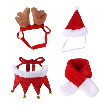 4Pcs Dog Christmas Scarf Bandana Cap Cotton Washable Dog Scarf Bow Tie bibs Santa Costume Pet Cat Dog hat XMAS party Accessories - Annie Paw WearcostumesAnniePaw Wear