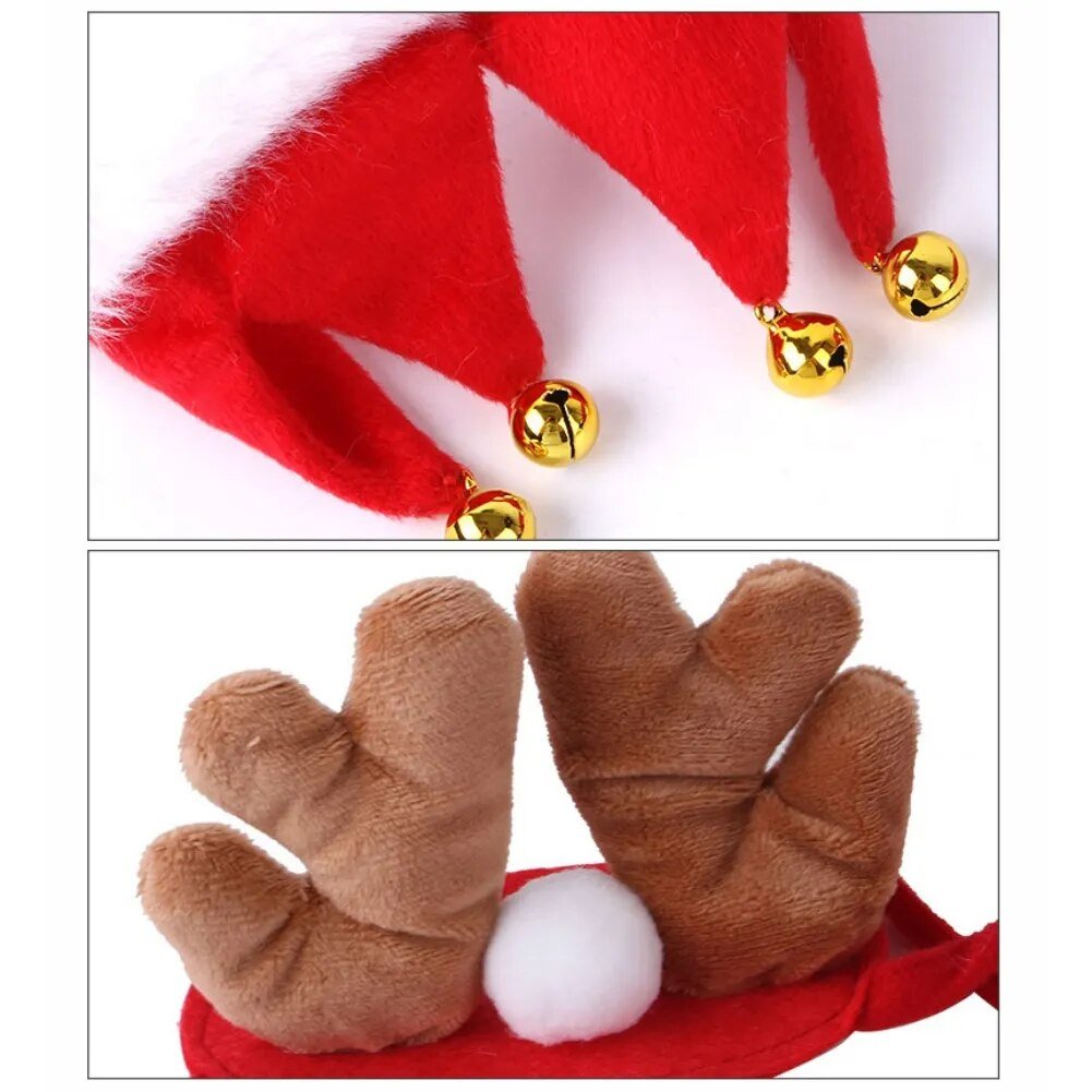 4Pcs Dog Christmas Scarf Bandana Cap Cotton Washable Dog Scarf Bow Tie bibs Santa Costume Pet Cat Dog hat XMAS party Accessories - Annie Paw WearcostumesAnniePaw Wear