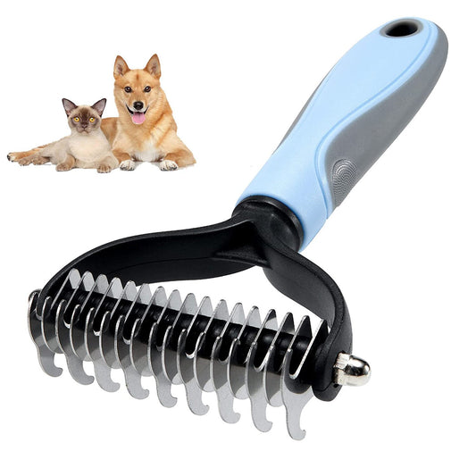 Anniepaw Double-sided Dog Brush: Undercoat Comb for Long Curly Hair in Dogs and Cats