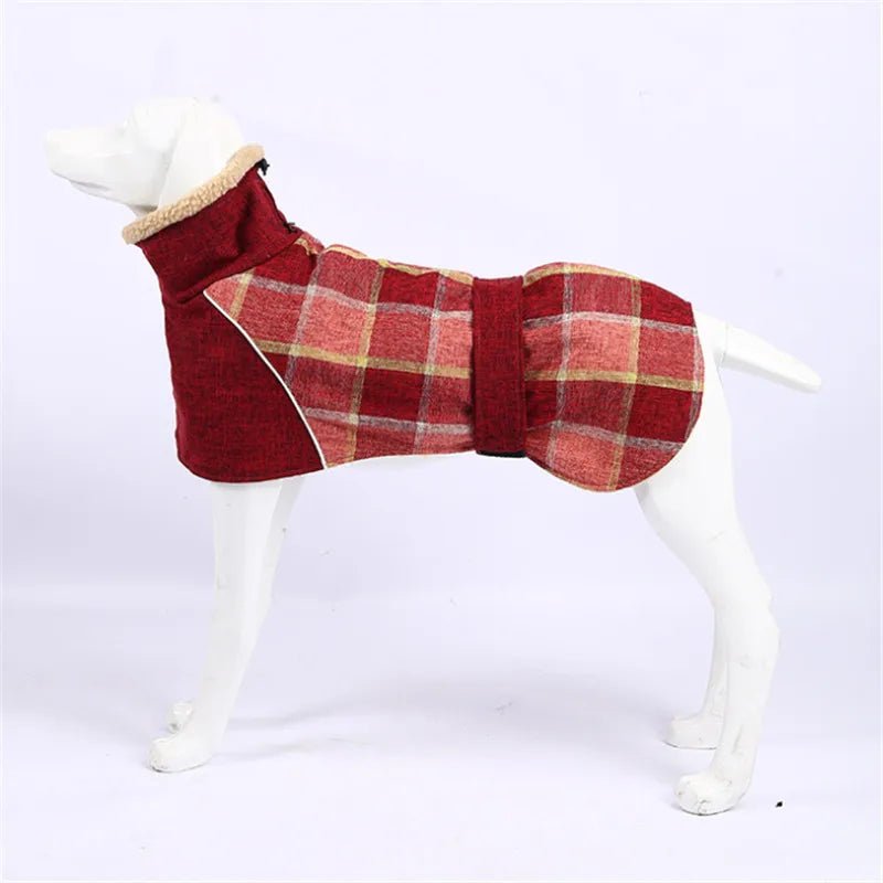 British Plaid Winter Dog Coat Reflective Windproof Warm Jacket for Small to Large Dogs 3XL Checked Snow Outfit - Annie Paw WearWinter OutwearAnniePaw Wear