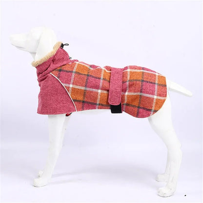 British Plaid Winter Dog Coat Reflective Windproof Warm Jacket for Small to Large Dogs 3XL Checked Snow Outfit - Annie Paw WearWinter OutwearAnniePaw Wear