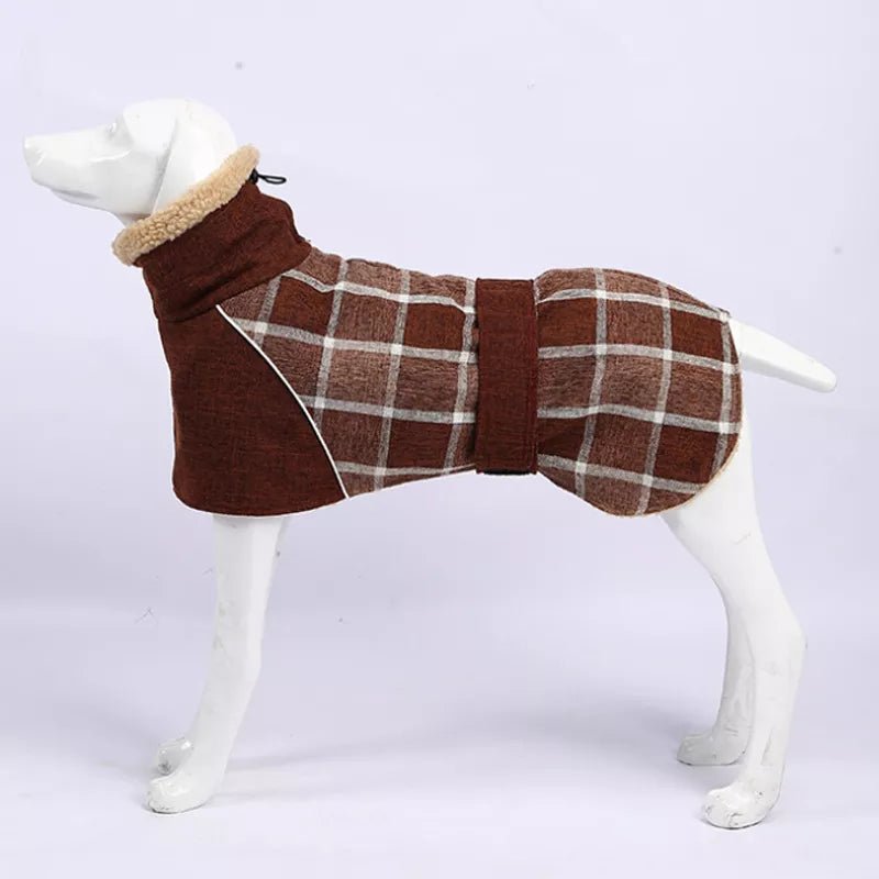 British Plaid Winter Dog Coat Reflective Windproof Warm Jacket for Small to Large Dogs 3XL Checked Snow Outfit - Annie Paw WearWinter OutwearAnniePaw Wear