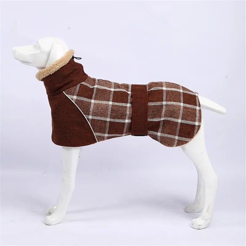 British Plaid Winter Dog Coat Reflective Windproof Warm Jacket for Small to Large Dogs 3XL Checked Snow Outfit - Annie Paw WearWinter OutwearAnniePaw Wear