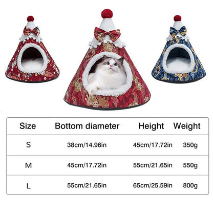 Cat Bed House Christmas Tree Shape Puppy Kennel Washable Cat Mat Kitten Cave Winter Warm Pet Beds for Cats Dogs Pet Accessories - Annie Paw WearHome Dog AccessoriesAnniePaw Wear
