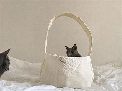 Cat Carrier Bags Puppy Handmade Small Pet Dog Outdoor Travel Handbag Canvas Single Shoulder Bag Tote Shoulder Bag Breathable - Annie Paw WearOutdoor AccessaryAnnie Paw Wear