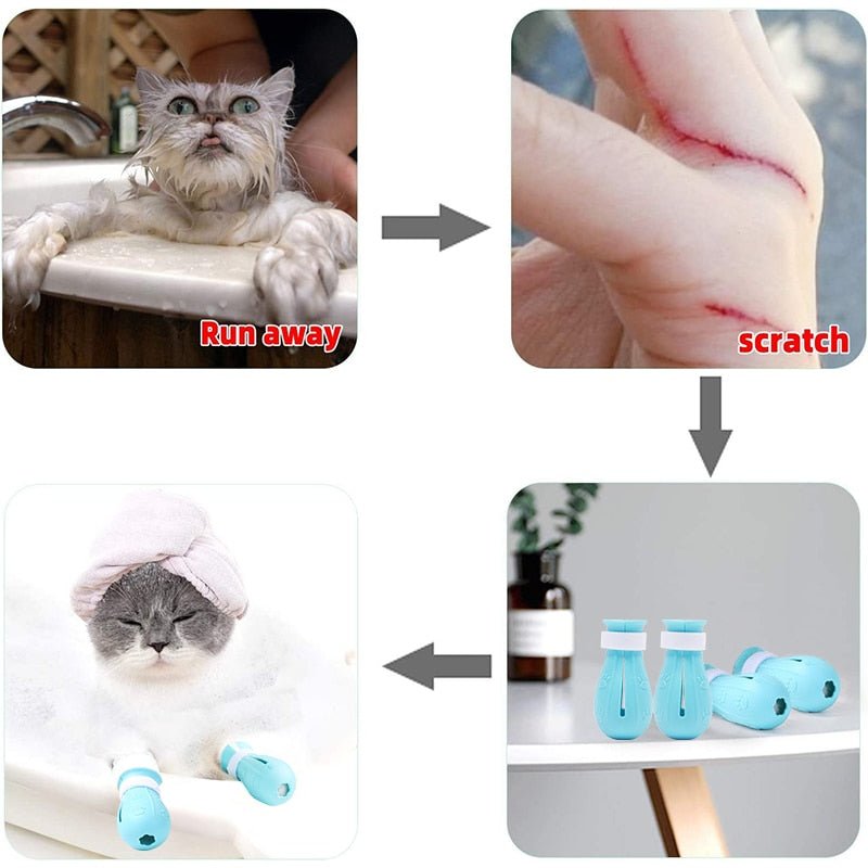 Cat Claw Protector Bath Anti-Scratch Cat Shoes For Cat Adjustable Pet Bath Wash Boots Cat Paw Nail Cover Pet Grooming Supplies - Annie Paw WearShoes &Boots &SocksAnniePaw Wear