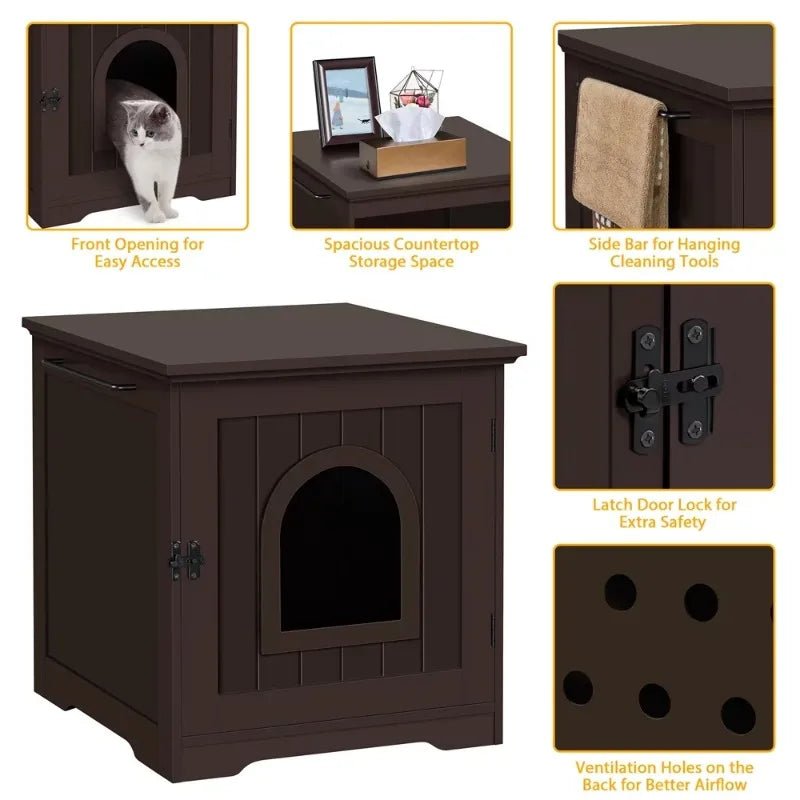 Chic Hideaway Cat Litter Station: Dual-Purpose Side Table and Litter Box Enclosure - Annie Paw WearfurnitureAnnie Paw Wear