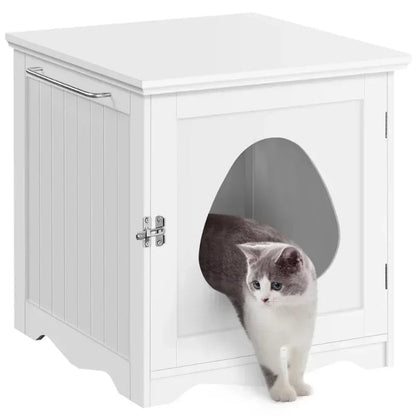 Chic Hideaway Cat Litter Station: Dual-Purpose Side Table and Litter Box Enclosure - Annie Paw WearfurnitureAnnie Paw Wear