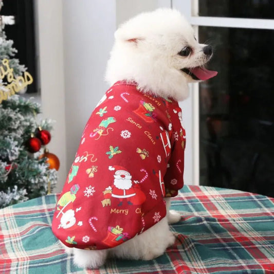 Christmas Dog Sweatershirt Soft Velvet Warm Breathable Outfit for Small to Medium Dogs and Cats - Annie Paw WearcostumesAnniePaw Wear
