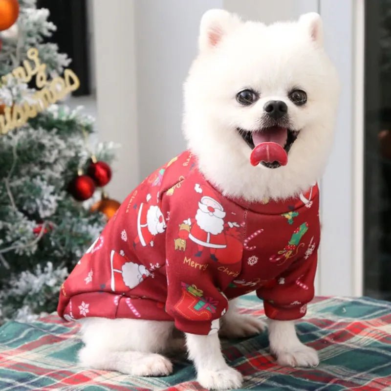 Christmas Dog Sweatershirt Soft Velvet Warm Breathable Outfit for Small to Medium Dogs and Cats - Annie Paw WearcostumesAnniePaw Wear