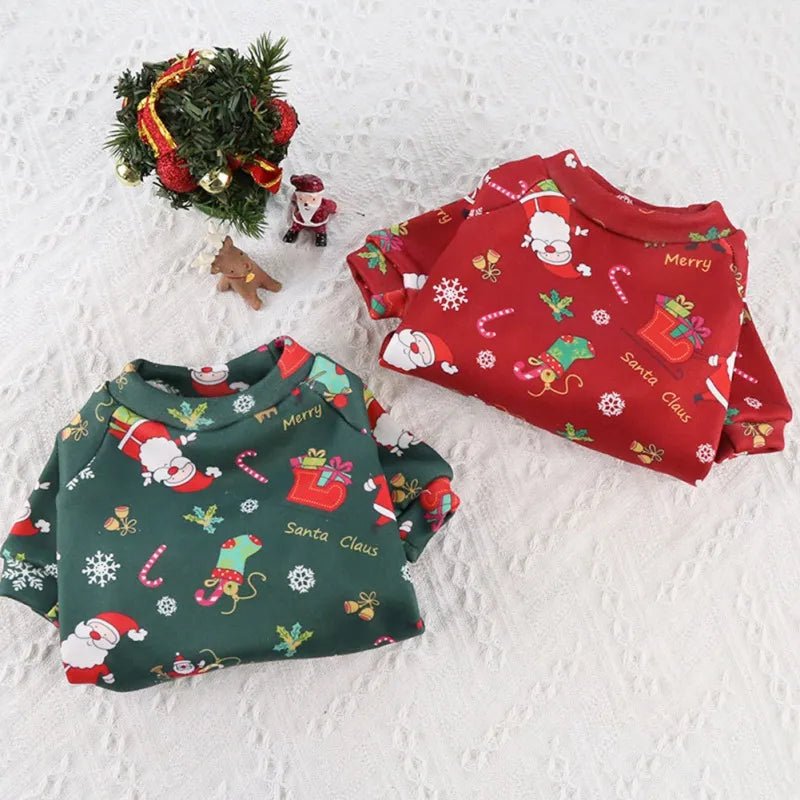 Christmas Dog Sweatershirt Soft Velvet Warm Breathable Outfit for Small to Medium Dogs and Cats - Annie Paw WearcostumesAnniePaw Wear