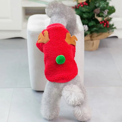 Christmas Reindeer Fleece Sweatshirt: Festive Winter Coat for Small and Medium Dogs - Annie Paw WearcostumesAnniePaw Wear