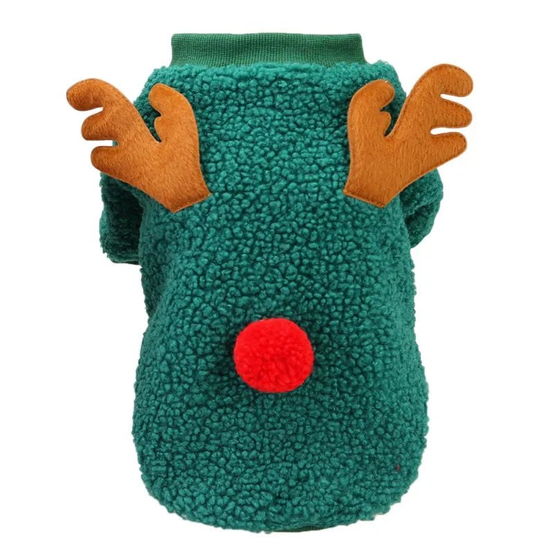 Christmas Reindeer Fleece Sweatshirt: Festive Winter Coat for Small and Medium Dogs - Annie Paw WearcostumesAnniePaw Wear