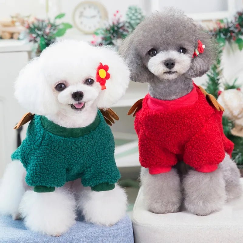 Christmas Reindeer Fleece Sweatshirt: Festive Winter Coat for Small and Medium Dogs - Annie Paw WearcostumesAnniePaw Wear