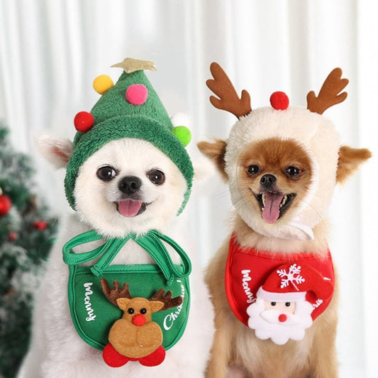 Christmas Santa Hat & Bandana Set: Winter Costume Accessories for Dogs - Annie Paw WearcostumesAnniePaw Wear