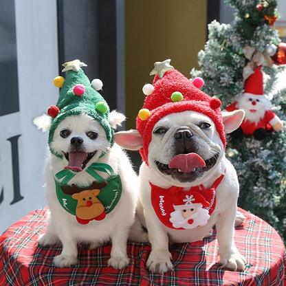 Christmas Santa Hat & Bandana Set: Winter Costume Accessories for Dogs - Annie Paw WearcostumesAnniePaw Wear