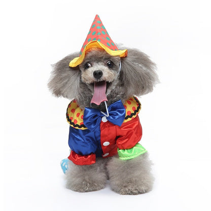 Clown Cosplay Pet Costume: Halloween Outfit for Small Dogs Cats Chihuahua Puppy Clothing and Accessories - Annie Paw WearcostumesAnniePaw Wear