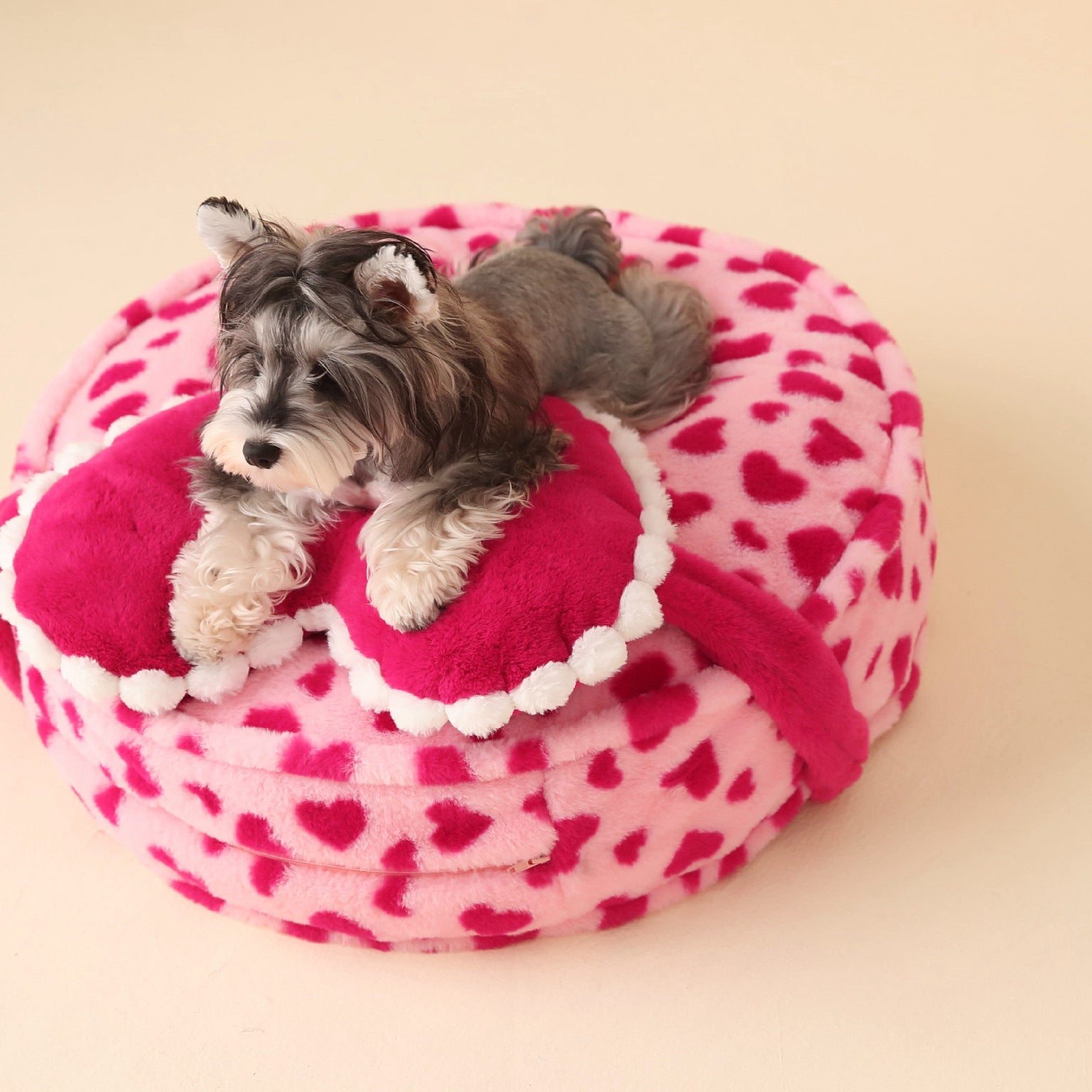 Coffee / Pink Barbie Heart Pattern with Pillow Four Seasons Universal Large Dog & Cat Bed Perfect for Multi-Dog and Large Dog Families Comfortable & Washable - Annie Paw WearHome Dog AccessoriesAnnie Paw Wear