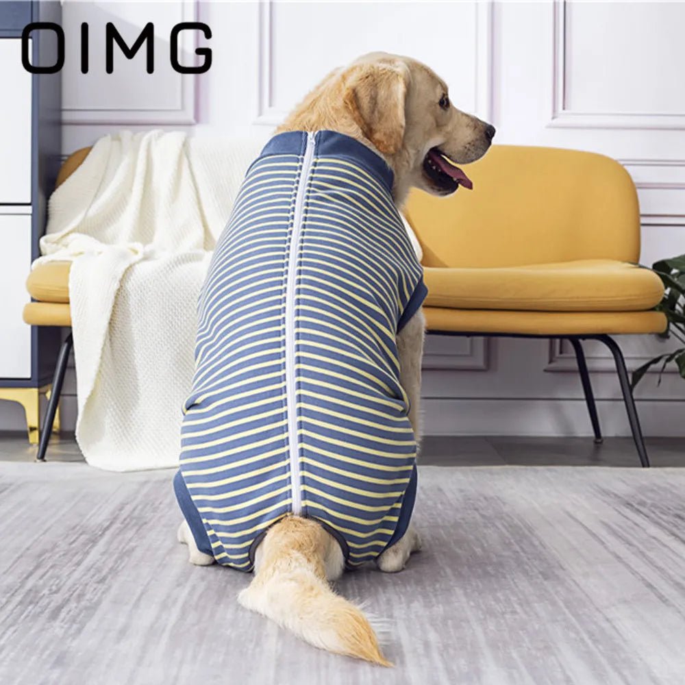 Cotton Stripes Dog T-shirt Golden Retriever Labrador Akita Large Dog Clothes Casual Pet Dog Garment Breathable Big Dog Vest - Annie Paw WearNursing & ReliefAnnie Paw Wear