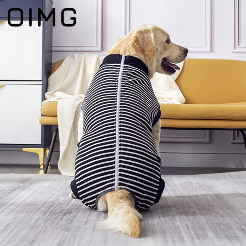 Cotton Stripes Dog T-shirt Golden Retriever Labrador Akita Large Dog Clothes Casual Pet Dog Garment Breathable Big Dog Vest - Annie Paw WearNursing & ReliefAnnie Paw Wear