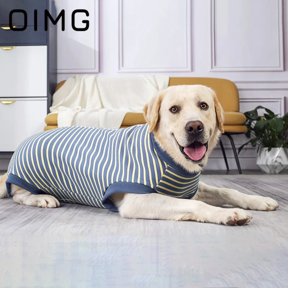 Cotton Stripes Dog T-shirt Golden Retriever Labrador Akita Large Dog Clothes Casual Pet Dog Garment Breathable Big Dog Vest - Annie Paw WearNursing & ReliefAnnie Paw Wear