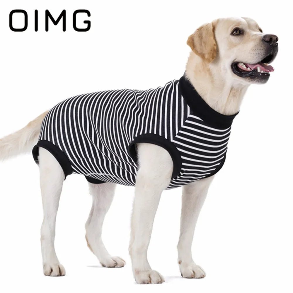 Cotton Stripes Dog T-shirt Golden Retriever Labrador Akita Large Dog Clothes Casual Pet Dog Garment Breathable Big Dog Vest - Annie Paw WearNursing & ReliefAnnie Paw Wear