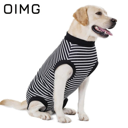 Cotton Stripes Dog T-shirt Golden Retriever Labrador Akita Large Dog Clothes Casual Pet Dog Garment Breathable Big Dog Vest - Annie Paw WearNursing & ReliefAnnie Paw Wear