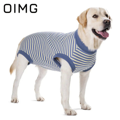 Cotton Stripes Dog T-shirt Golden Retriever Labrador Akita Large Dog Clothes Casual Pet Dog Garment Breathable Big Dog Vest - Annie Paw WearNursing & ReliefAnnie Paw Wear