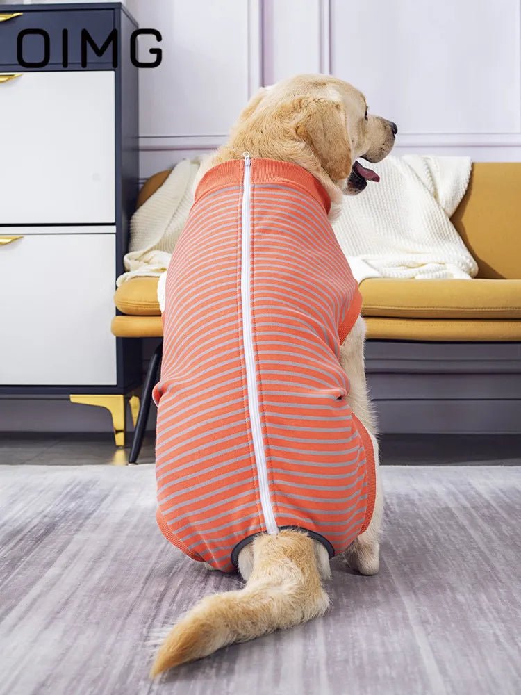 Cotton Stripes Dog T-shirt Golden Retriever Labrador Akita Large Dog Clothes Casual Pet Dog Garment Breathable Big Dog Vest - Annie Paw WearNursing & ReliefAnnie Paw Wear