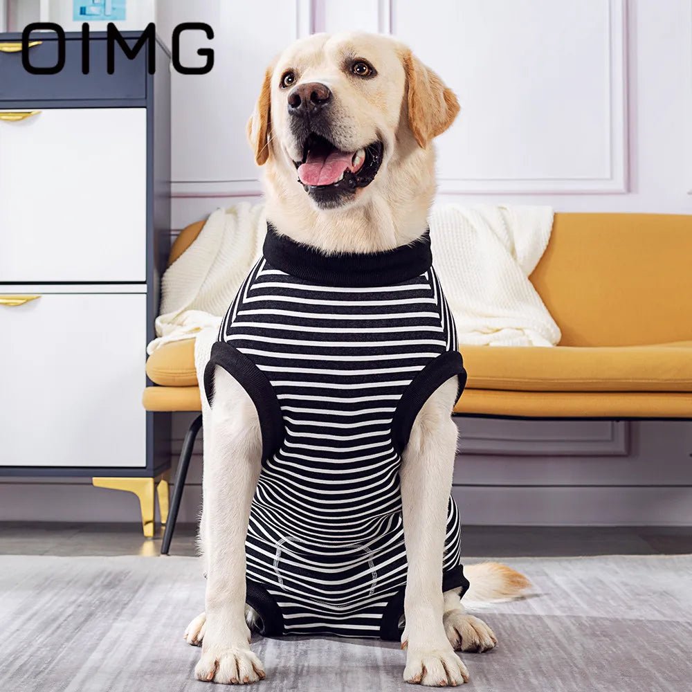 Cotton Stripes Dog T-shirt Golden Retriever Labrador Akita Large Dog Clothes Casual Pet Dog Garment Breathable Big Dog Vest - Annie Paw WearNursing & ReliefAnnie Paw Wear