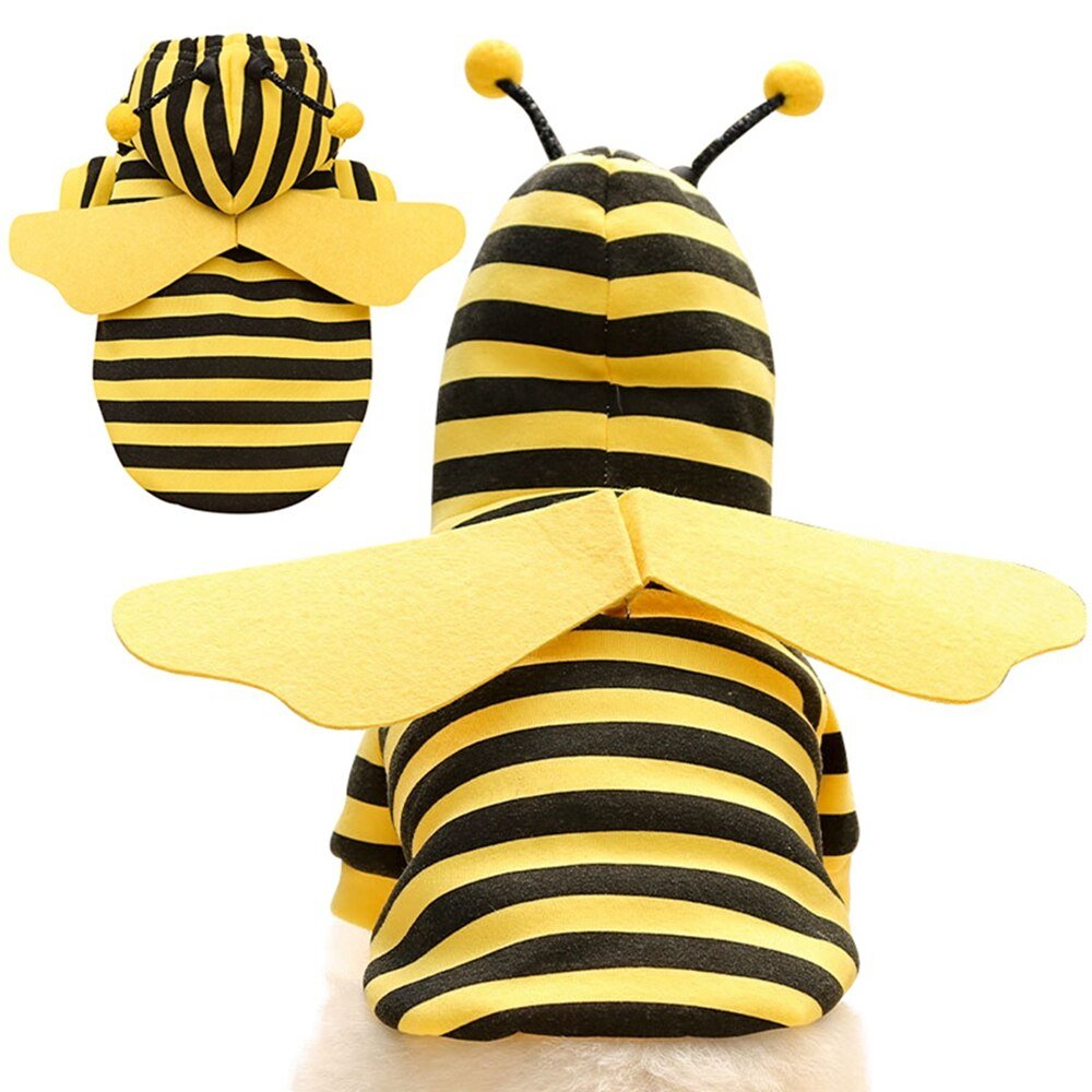 Cute Bee Halloween Pet Costume: Autumn and Winter Cartoon Hoodie for Dogs and Cats Suitable for Christmas - Annie Paw WearcostumesAnniePaw Wear