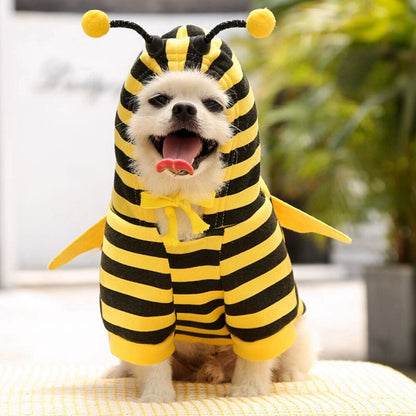 Cute Bee Halloween Pet Costume: Autumn and Winter Cartoon Hoodie for Dogs and Cats Suitable for Christmas - Annie Paw WearcostumesAnniePaw Wear