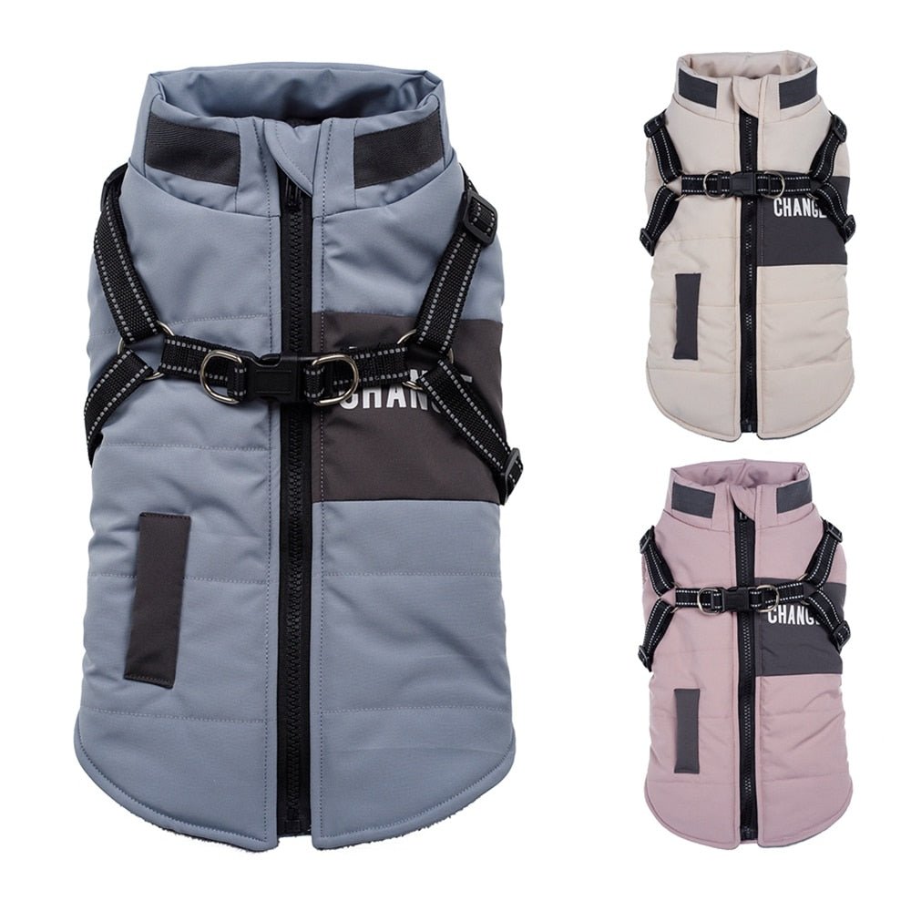 Dog Jacket with Harness Winter Warm Waterproof Coat for Small Large Dogs Chihuahua French Bulldog Outfits - Annie Paw WearWinter OutwearAnniePaw Wear