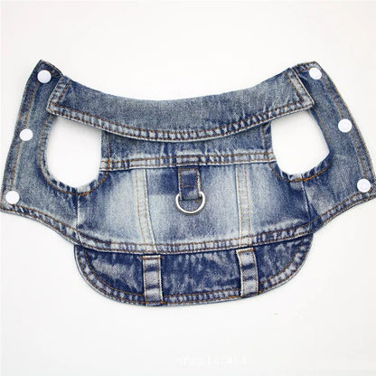 Dog Jeans Jacket Cool Puppy Denim Dog Shirts for Small Medium Dogs Cats Lapel Harness Vests Washed Scratch Design Dog Clothes - Annie Paw WearWinter OutwearAnnie Paw Wear