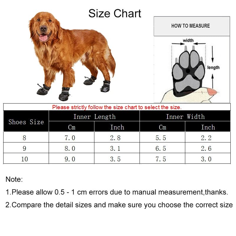 Dog Shoes For Large Dogs Outdoor Reflective Waterproof Anti-Slip Leather Boots Golden Retriever Husky Big Pet Training Supplies - Annie Paw WearShoes &Boots &SocksAnnie Paw Wear