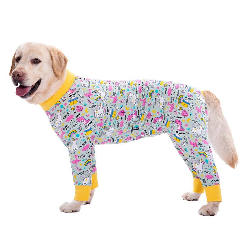 Dog Soft Cozy Jumpsuit Anti lick Recovery Suit Full Covered Belly Pajamas for Medium Large Dogs - Annie Paw WearHome Dog WearAnniePaw Wear