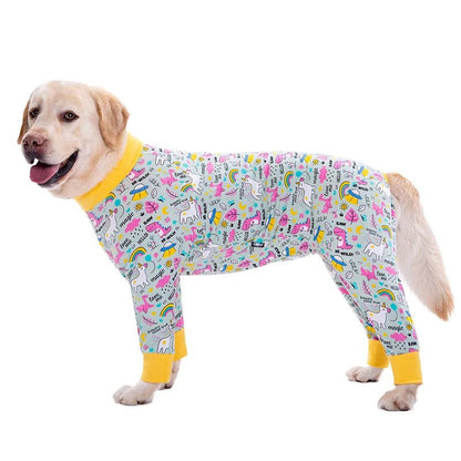 Dog Soft Cozy Jumpsuit Anti lick Recovery Suit Full Covered Belly Pajamas for Medium Large Dogs - Annie Paw WearHome Dog WearAnniePaw Wear