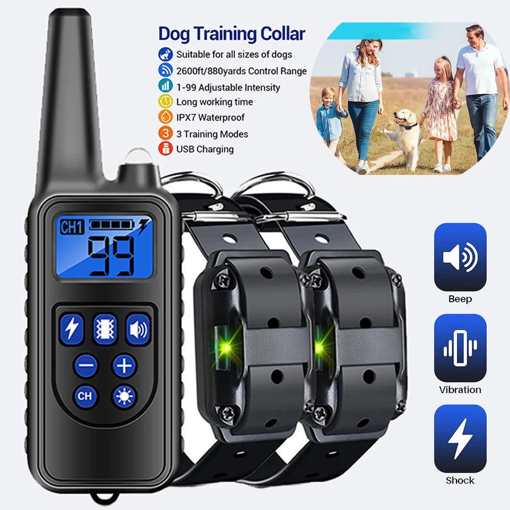 Electric Dog Training Collar Detachable Bark Rechargeable Anti Barking Shock Vibration Collar for All Dogs Pet with Clicker - Annie Paw WearHome Dog AccessoriesAnnie Paw Wear