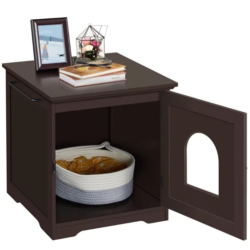 Espresso Elegance Cat Haven: Discreet Litter Box & Chic Side Table Combo - Annie Paw WearfurnitureAnnie Paw Wear