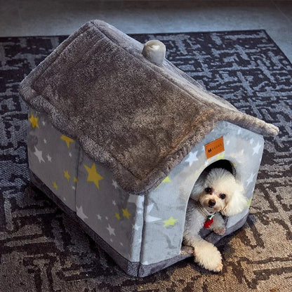 Foldable Dog House Pet Cat Bed Winter Dog Villa Sleep Kennel Removable Nest Warm Enclosed Cave Sofa Pets Supplies - Annie Paw WearHome Dog AccessoriesAnnie Paw Wear