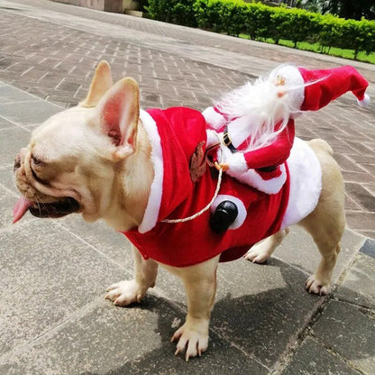 Fun Pet Dog Christmas clothes Santa Claus riding a deer Jacket Coat Pets Christmas Dog Apparel Costumes for Big Dog Small Dog - Annie Paw WearcostumesAnniePaw Wear