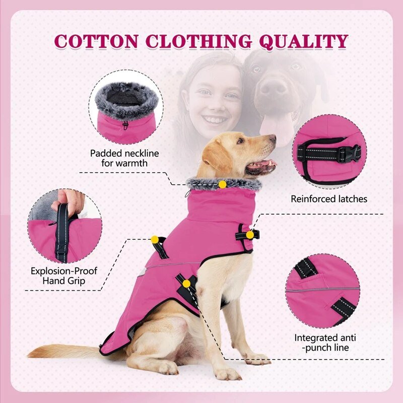 Furry Collar Winter Waterproof Snowproof Windbreaker Harness Coats - Annie Paw WearWinter OutwearAnniePaw Wear