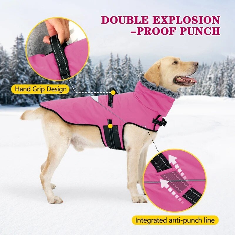 Furry Collar Winter Waterproof Snowproof Windbreaker Harness Coats - Annie Paw WearWinter OutwearAnniePaw Wear