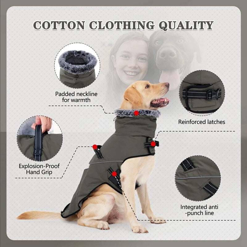 Furry Collar Winter Waterproof Snowproof Windbreaker Harness Coats - Annie Paw WearWinter OutwearAnniePaw Wear