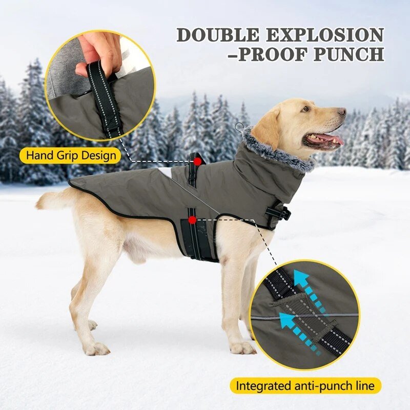 Furry Collar Winter Waterproof Snowproof Windbreaker Harness Coats - Annie Paw WearWinter OutwearAnniePaw Wear