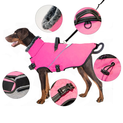 Furry Collar Winter Waterproof Snowproof Windbreaker Harness Coats - Annie Paw WearWinter OutwearAnniePaw Wear